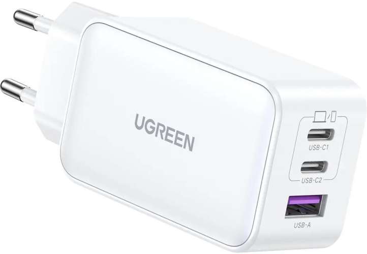 Сетевое зарядное устройство UGREEN CD244,  USB-A,  2xUSB-C, 65Вт, 3A, белый [15334]